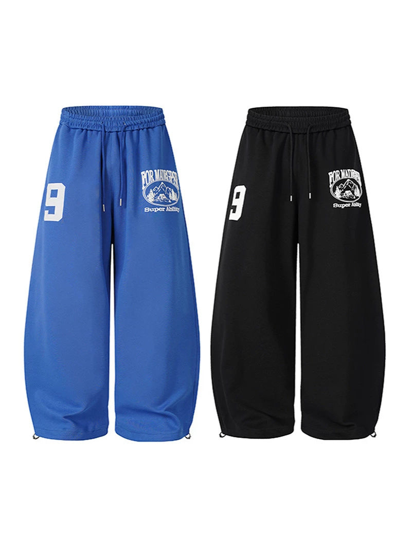 Number Graphic Wide Leg Sweatpants WN28123