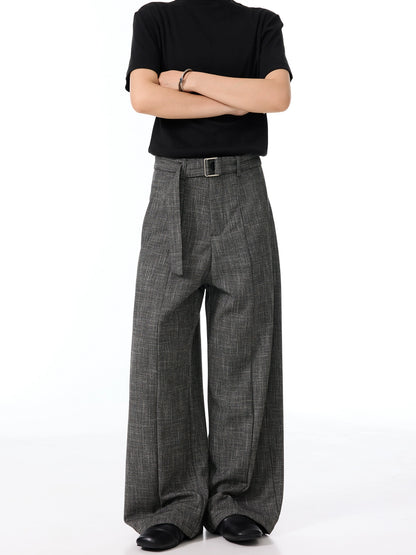 Houndstooth Linen Flare Trousers WN21442