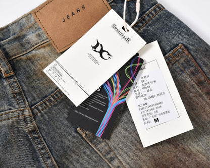 Paint Damage Straight Denim Jeans WN25935