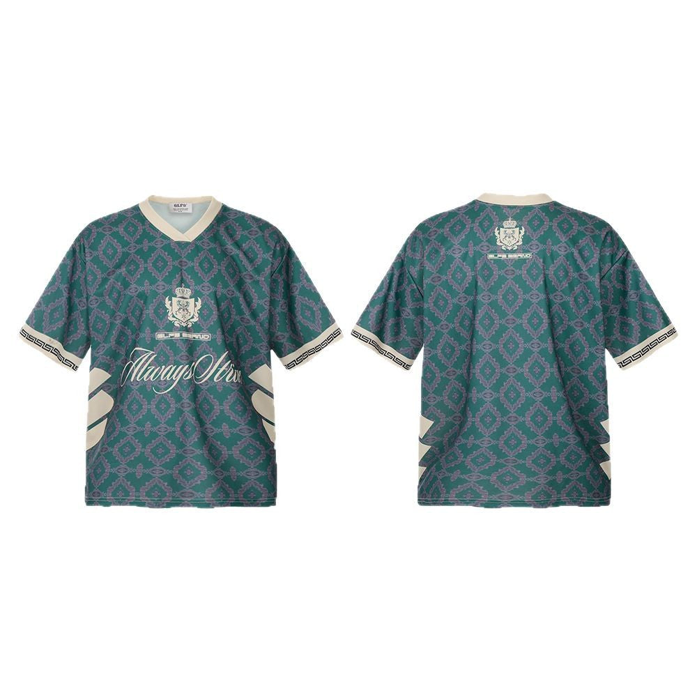 Geometric Pattern V-Neck T-Shirt WN26592