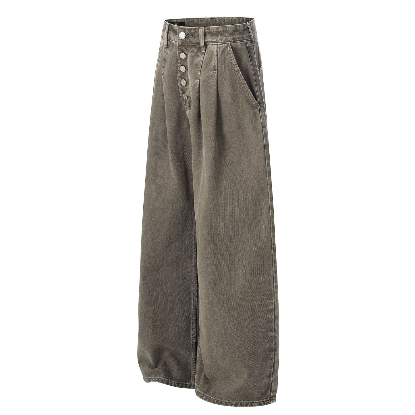 Multi-Button Pleats Wide Leg Barrel Denim Jeans WN26116