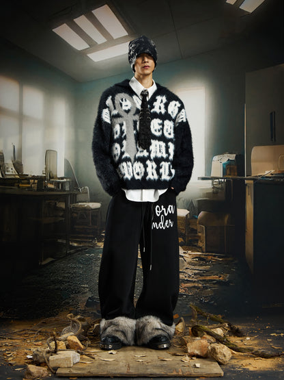 Symbol Contrast Oversize Knit Sweater WN22745