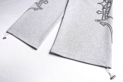 Letter Print Deconstruction Wide Leg Sweatpants WN26110