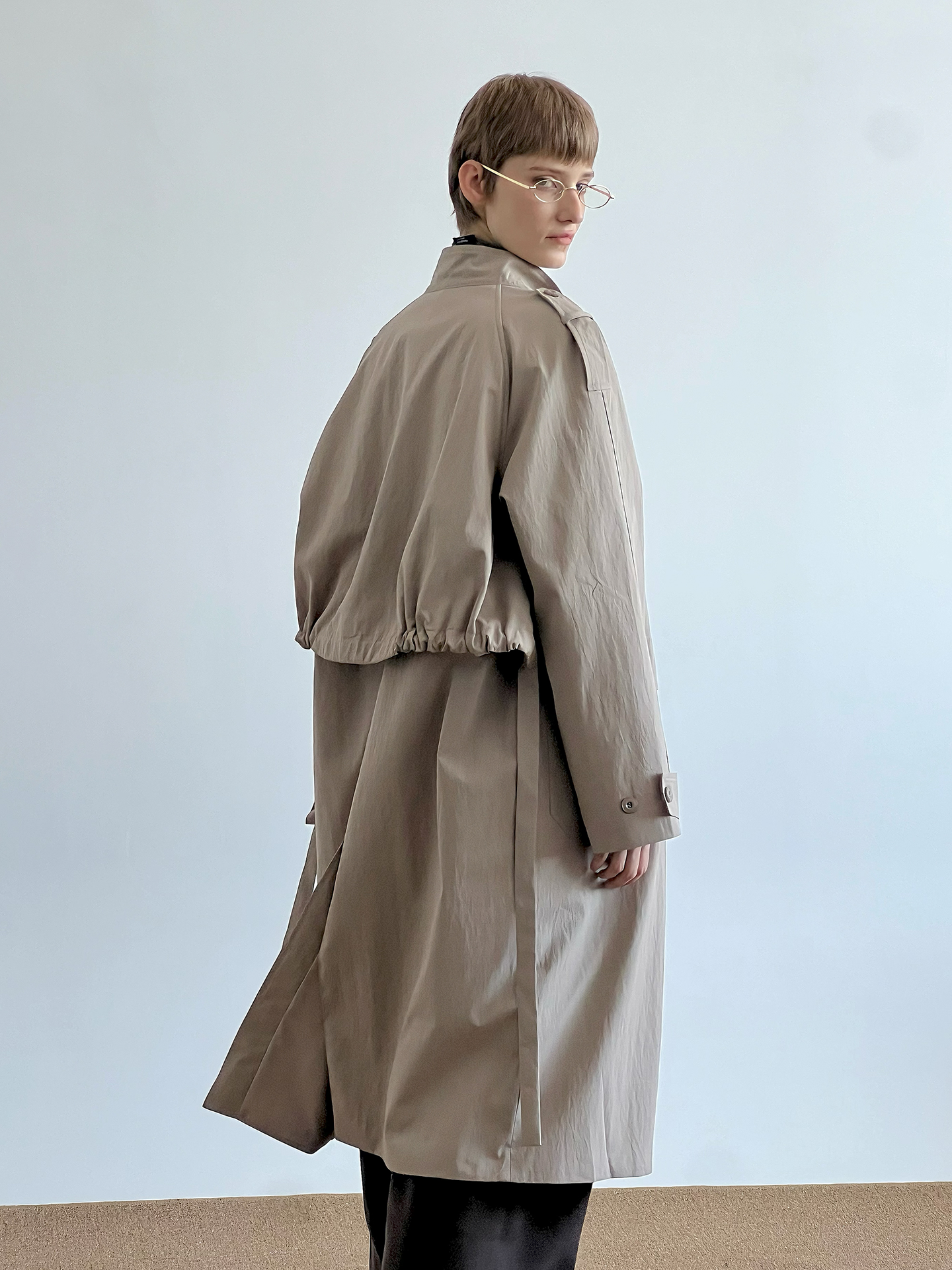 Fake Layered Back Flap Trench Coat WN21640