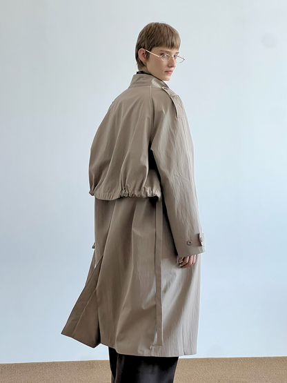 Fake Layered Back Flap Trench Coat WN21640