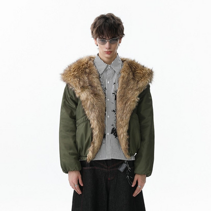 Fake Fur Trim Hooded Oversize Puffer Jacket WN27923
