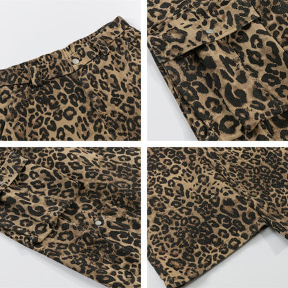 Leopard Print Straight-Leg Cargo Pants WN11390