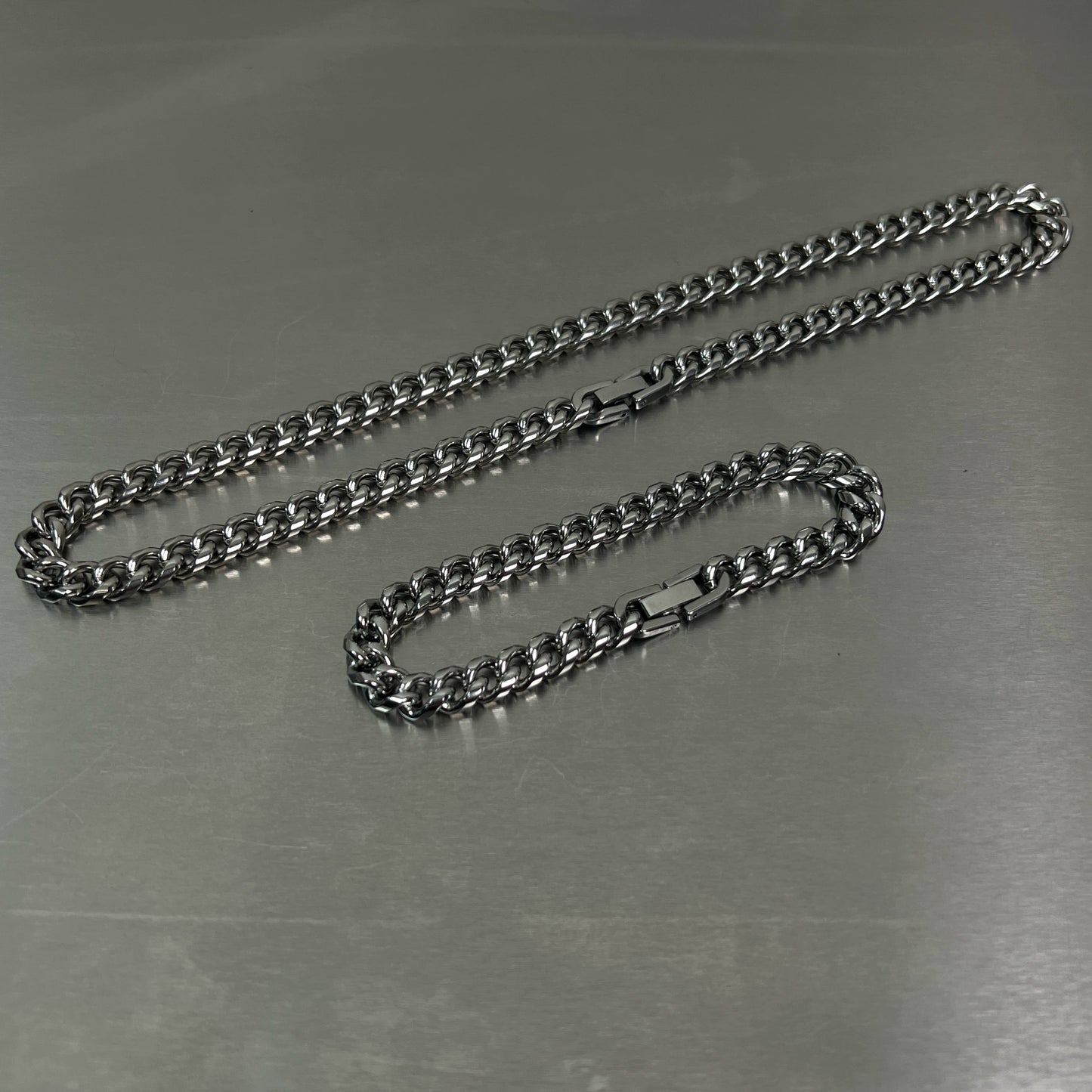 Cuban Chain Titanium Steel Necklace & Bracelet WN19249