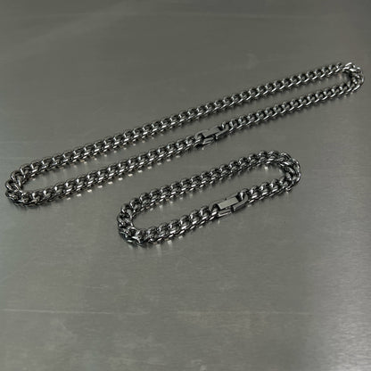 Cuban Chain Titanium Steel Necklace & Bracelet WN19249