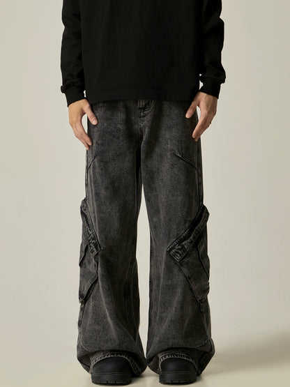 Wide Leg Cargo Denim Jeans WN8979