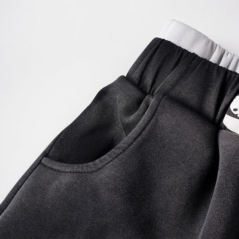 Letter Print Washed Wide Leg Sweatpants WN27927