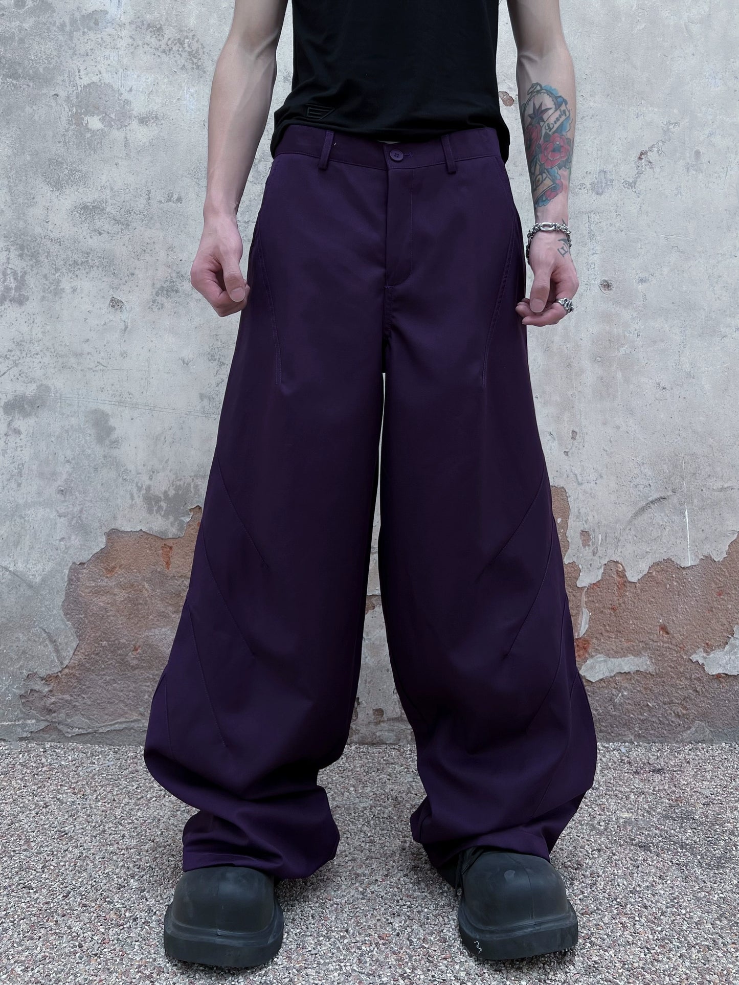 Knife-Pleat High-Waist Wide Leg Trousers WN10735