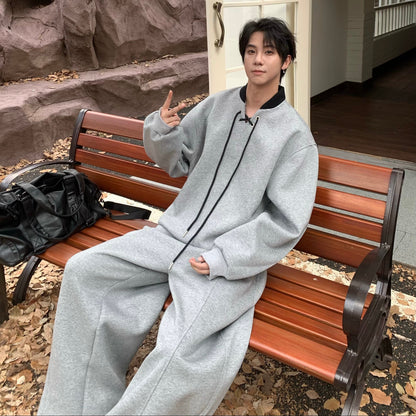 Toggle Button Sweatshirt & Wide Leg Pants Setup WN25201