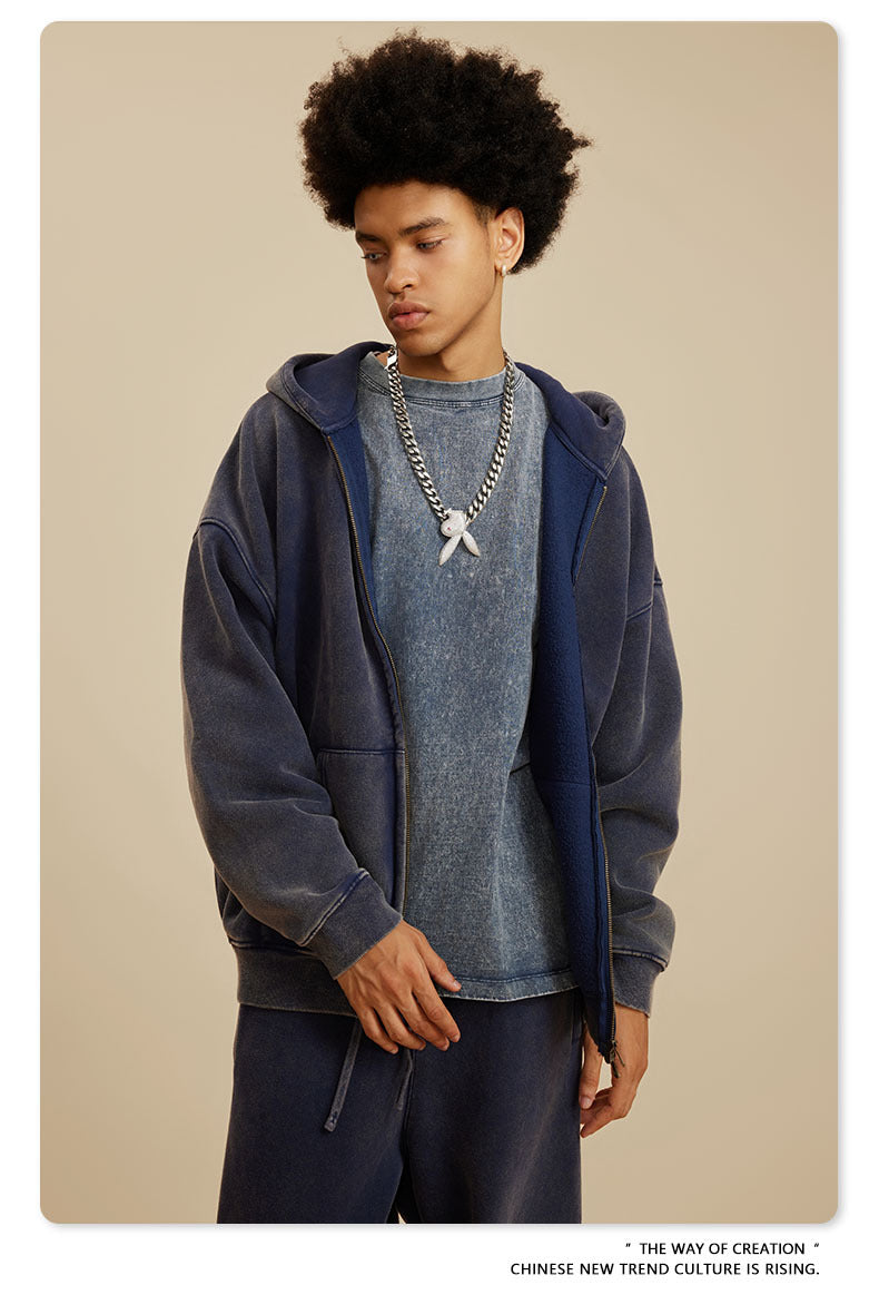 Oversize Washed Zipper Hoodie WN6461