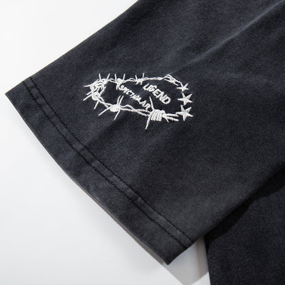 Washed Embroidery Short Sleeve T-Shirt WN25512