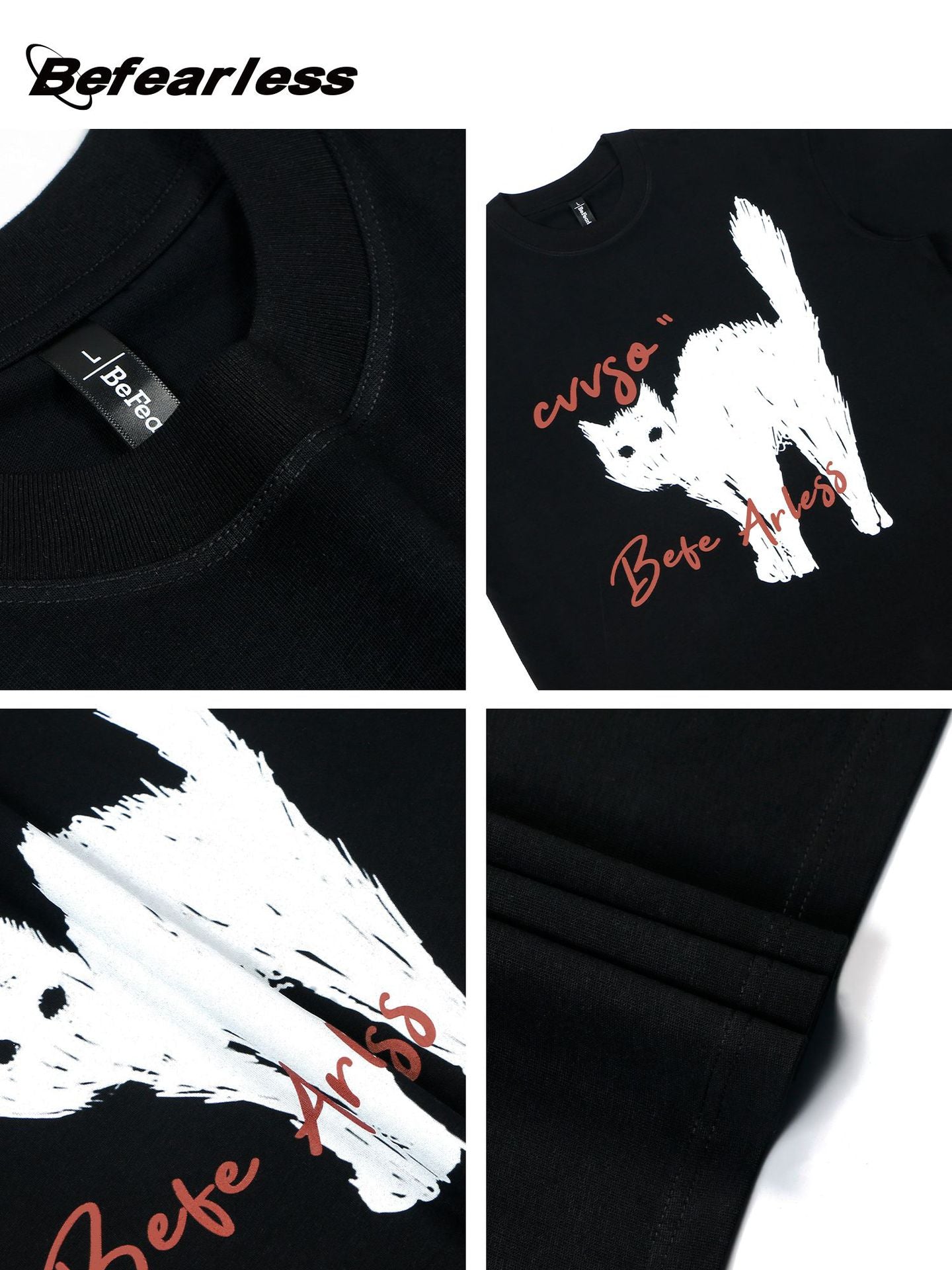 Cat Graphic Letter Print Short Sleeve T-Shirt WN26246
