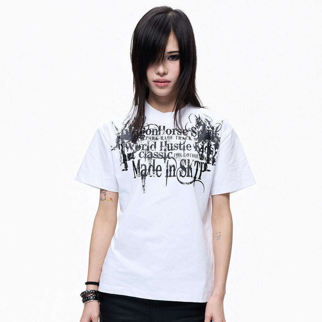 Letter Art Graphic Print Short Sleeve T-Shirt WN27259