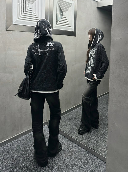 Graphic Art Print Zipper Hoodie WN20902