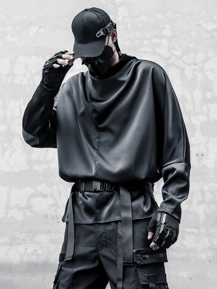 High-Neck Batwing Long Sleeve T-Shirt WN22320