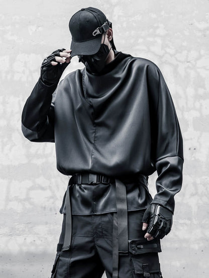 High-Neck Batwing Long Sleeve T-Shirt WN22320