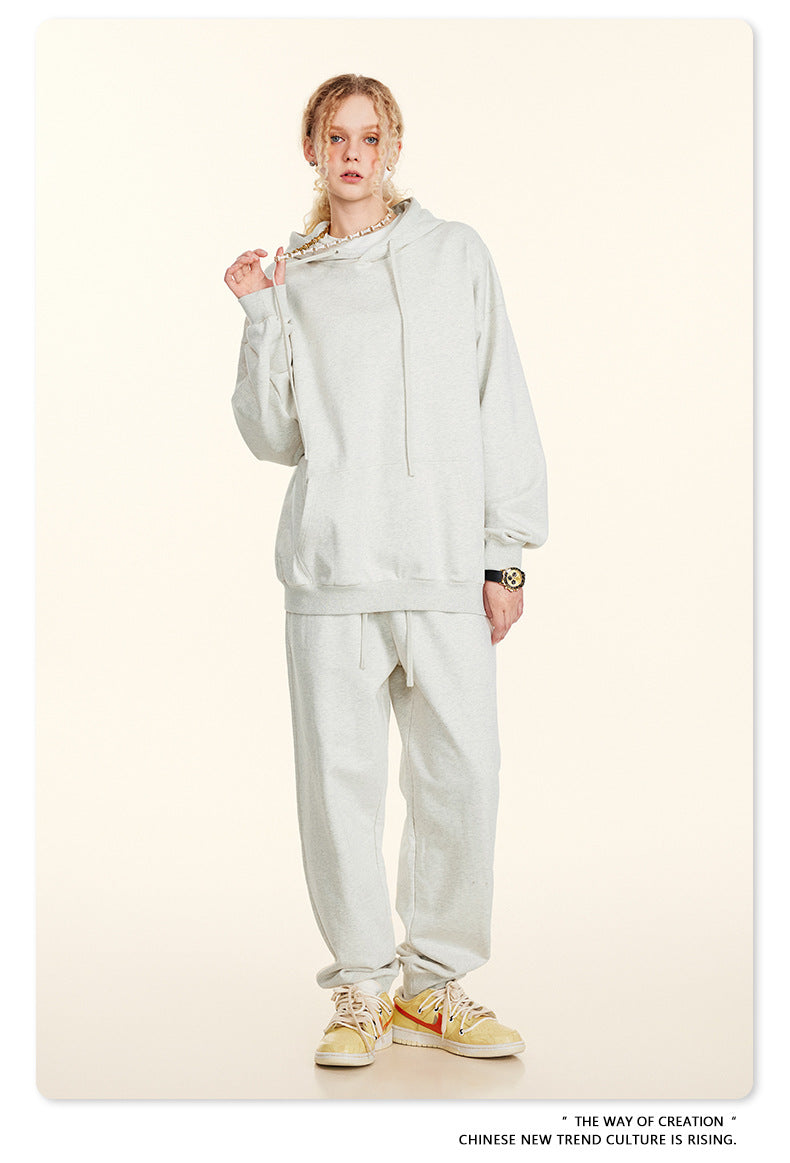 Oversize Heavyweight Pullover Hoodie & Zipper Hoodie & Sweatshirt & Pants Setup WN9930-K