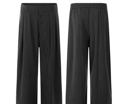 Asymmetrical Button Pleats Wide Leg Trousers WN25836