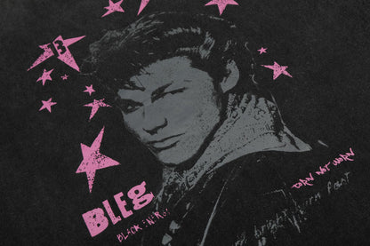 Washed Star Portrait Print Short Sleeve T-Shirt WN25535