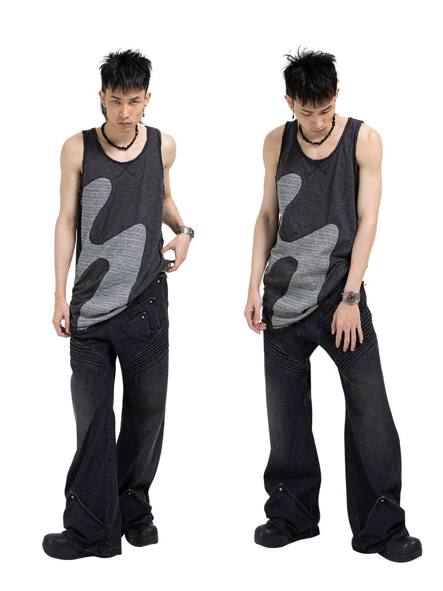 Bicolor Loose Tank Top WN17028