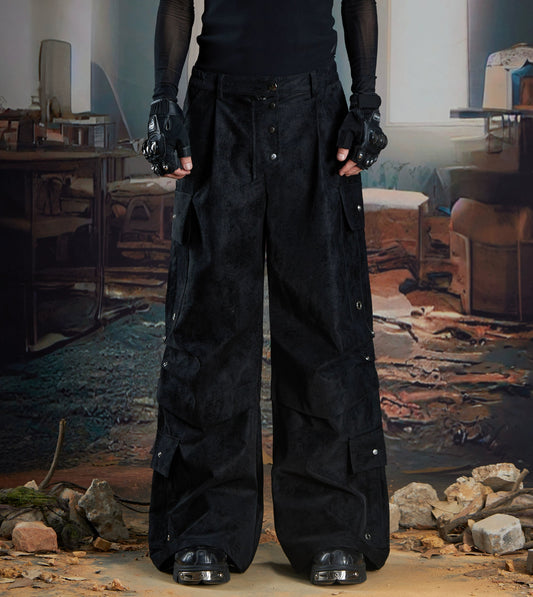 Matte Multi-Pocket Stud Pleats Cargo Pants WN21346