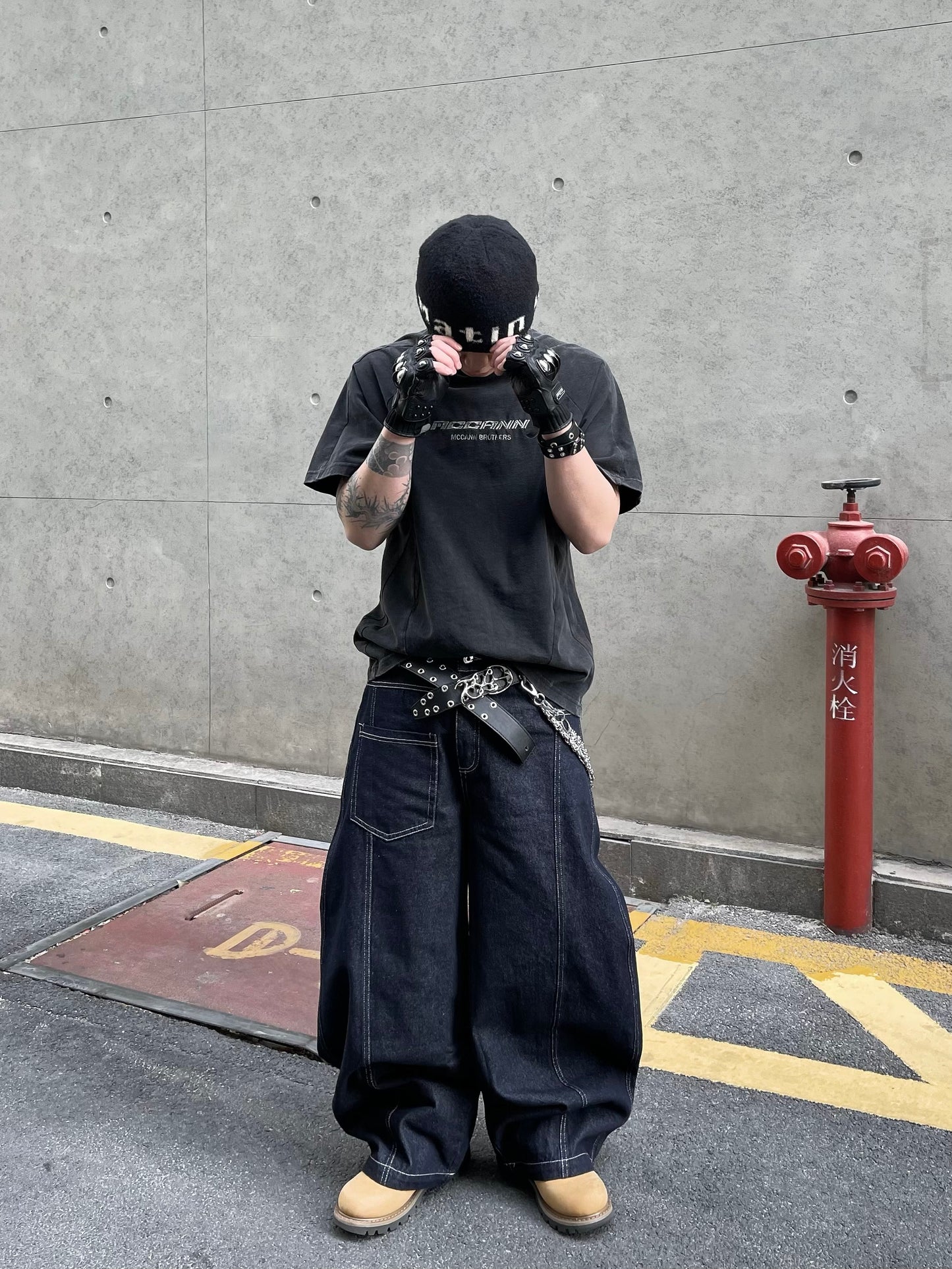 Letter Design Washed Oversize Short Sleeve T-Shirt WN14987