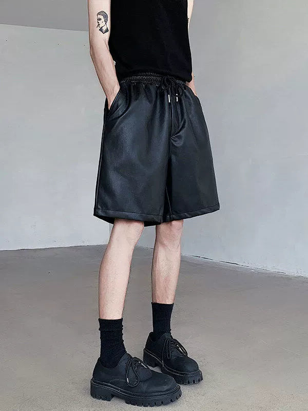 PU Leather Wide Leg Short Pants WN19315