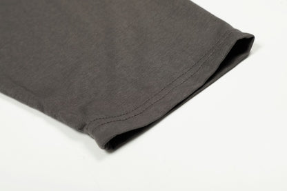 Washed Fake Layered Graphic Henley Long Sleeve T-Shirt WN28016