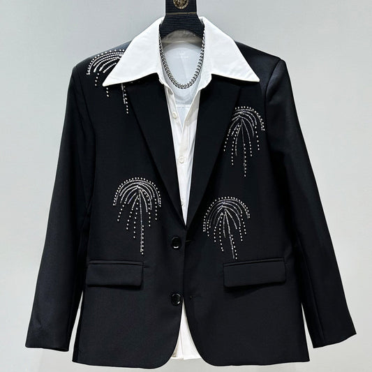 Sequin Embroidery Beaded Tailored Jacket & Flare Trousers Setup WN23906