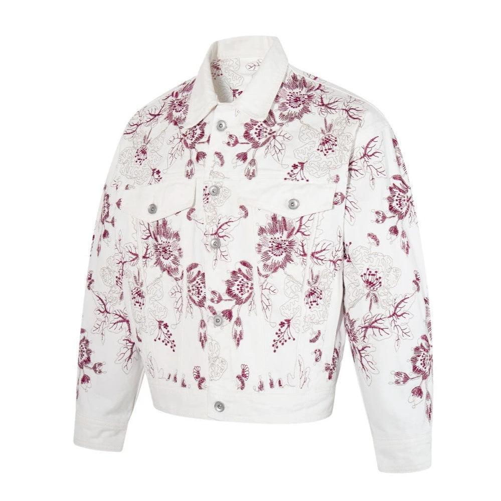 Floral Embroidery Washed Denim Jacket WN28064