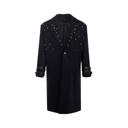 Mid-Length Pearl Detail Woolen Coat WN10206