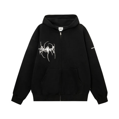 Spider Print Zipper Hoodie WN10971