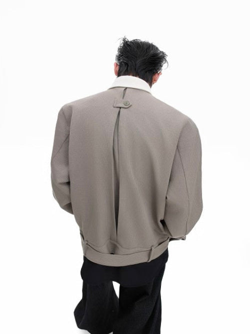 Asymmetric Button Pointed-Collar Jacket WN20521