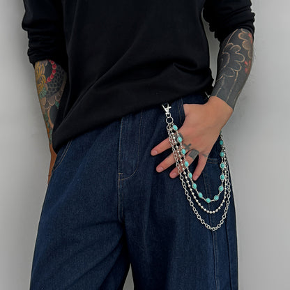 Turquoise Beads Metal Pants ChainWN21069