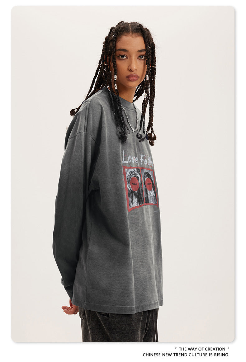 Abstract Graffiti Print Long Sleeve T-Shirt  WN7843