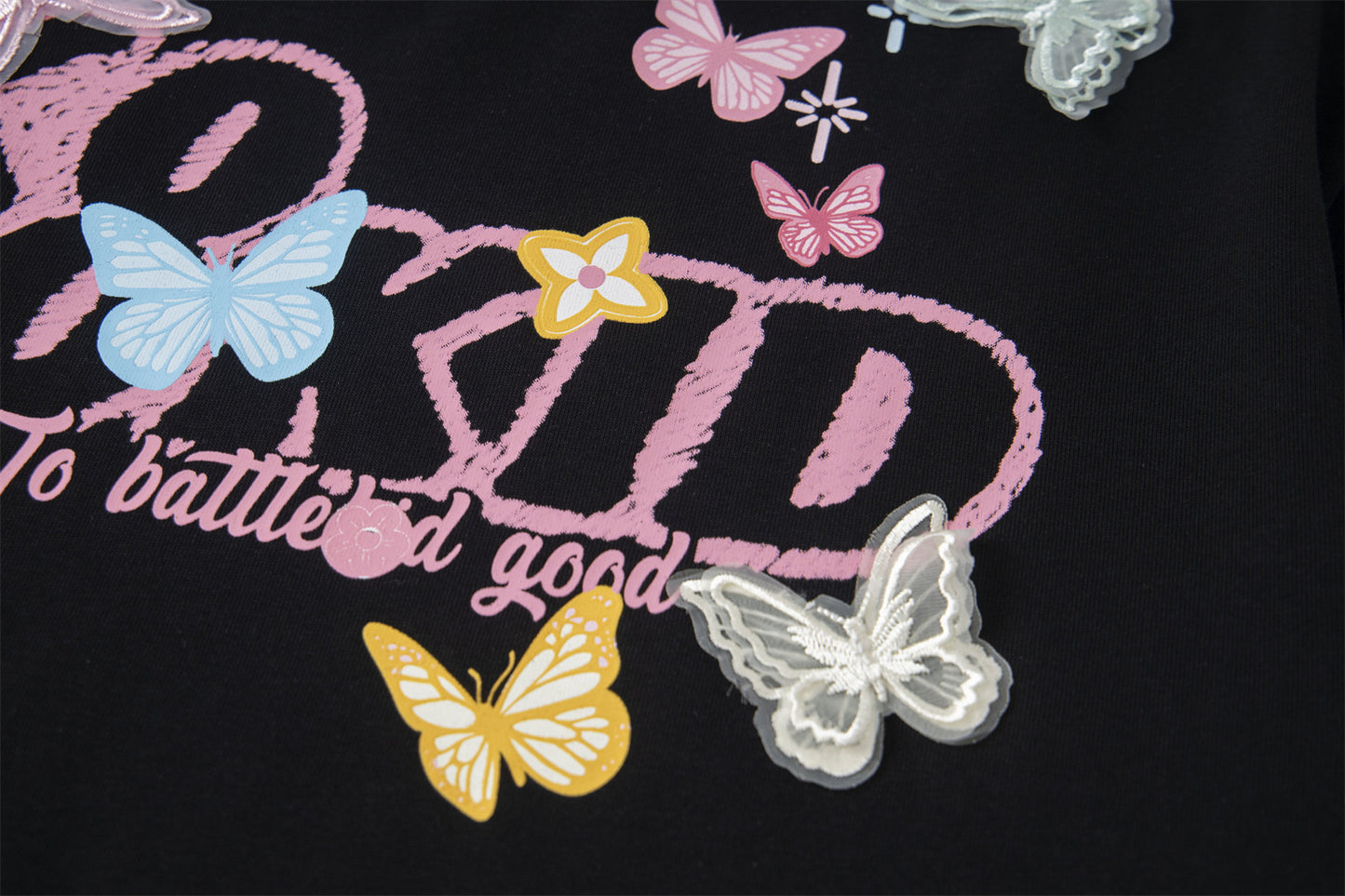Butterfly Letter Print Oversize Short Sleeve T-Shirt WN26896