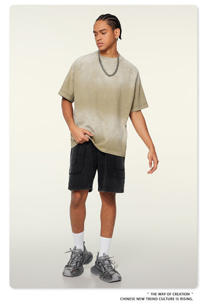 Washed Gradient Raglan Sleeve T-Shirt WN6065