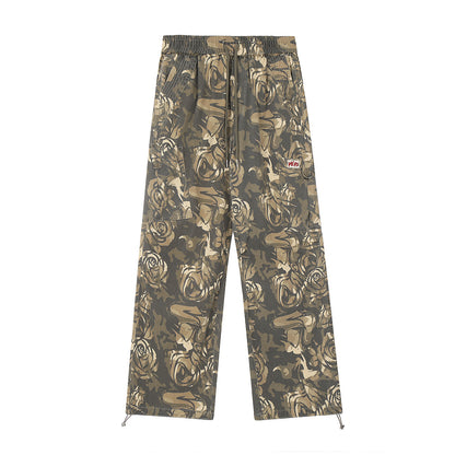 Rose Camouflage Straight-Leg Cargo Pants WN11282