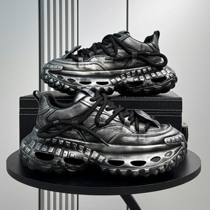 Platform Chunky Cutout Sole Lace-Up Sneakers WN24812