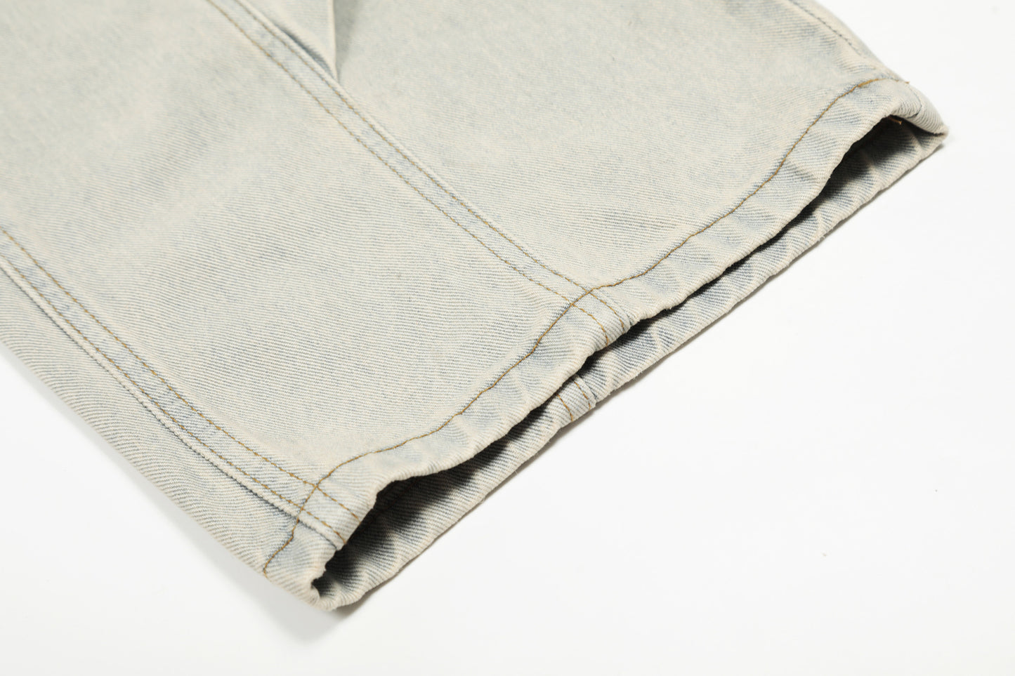 Washed Damage Curved Wide Leg Denim Jeans WN25912
