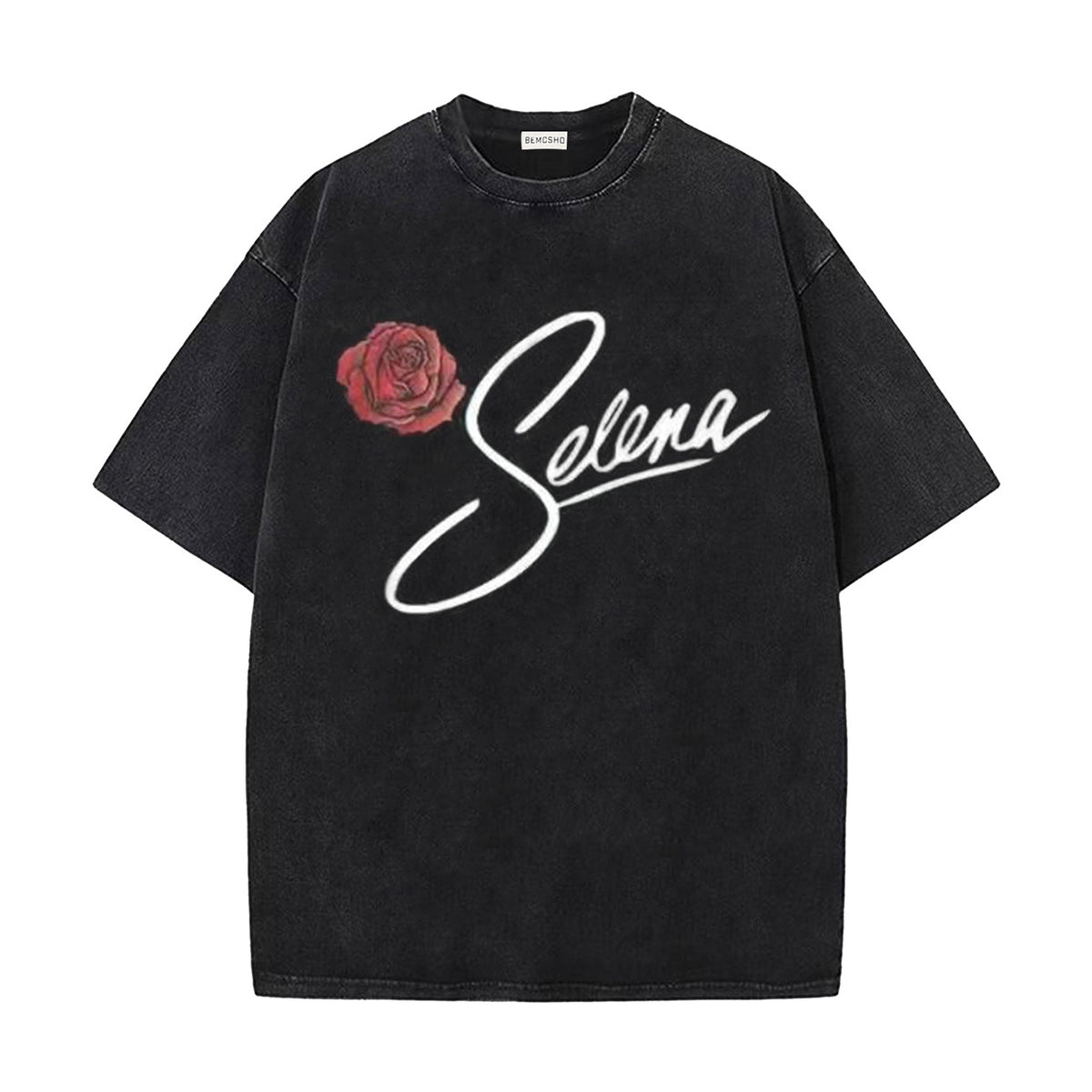 Washed Rose Letter Print Oversize Short Sleeve T-Shirt WN26894