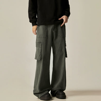 Washed Wide Leg Cargo Pants WN8966