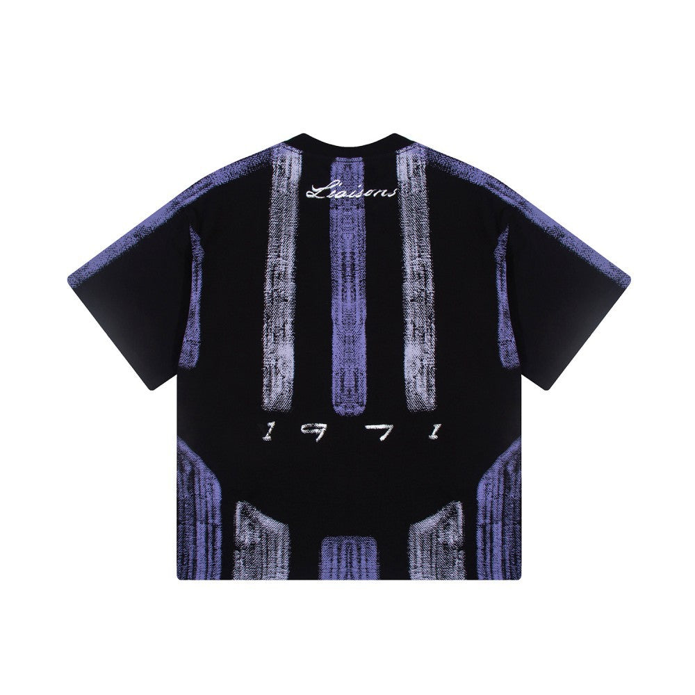 Gradient Spray Letter Print Oversize Short Sleeve T-Shirt WN27860