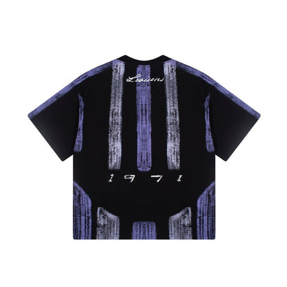 Gradient Spray Letter Print Oversize Short Sleeve T-Shirt WN27860