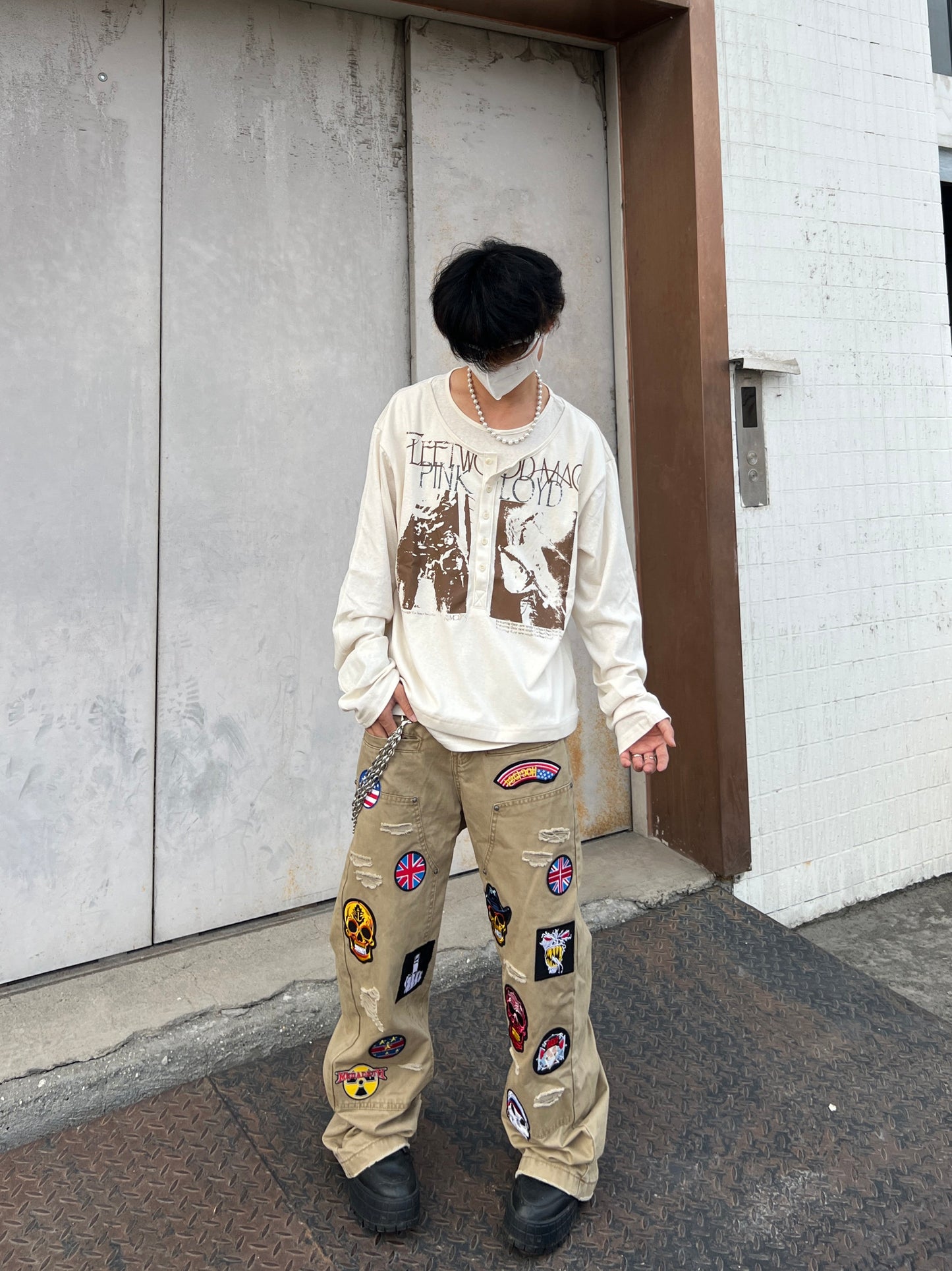 Fake Layered Curved Long Sleeve T-Shirt WN24096