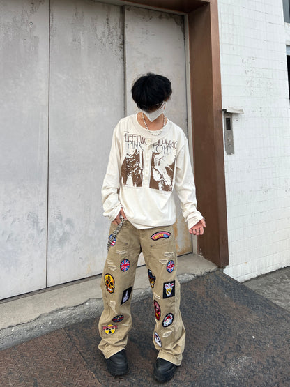 Fake Layered Curved Long Sleeve T-Shirt WN24096